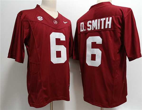 Men%27s Alabama Crimson Tide #6 DeVonta Smith Red 2023 F.U.S.E. Stitched Jersey